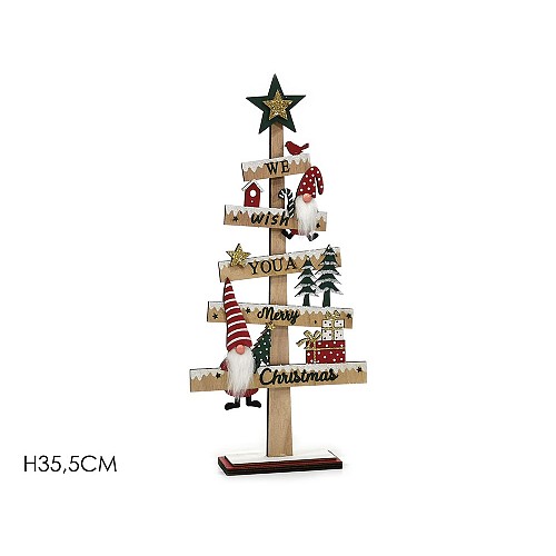 ArteLibre Δεντράκι Διακοσμητικό Με Πινακίδες We Wish You A Merry Christmas Φυσικό/Κόκκινο Ξύλο 35.5cm 06510797