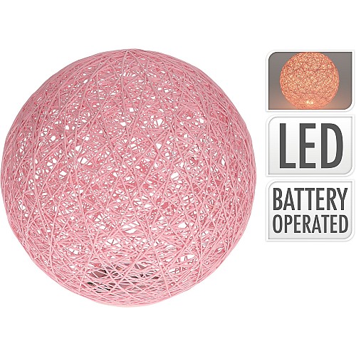 ArteLibre Μπάλα Με 5 LED Θερμό Φως Εσωτ. Χώρου Μπαταρίας Ροζ Πλαστικό Φ25cm 06351108