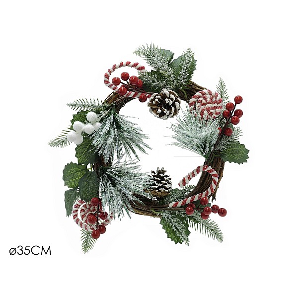 ArteLibre Στεφάνι Με Καραμέλες Κουκουνάρια Και Berries Φ35cm 06510843