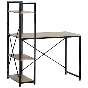 Γραφείο ArteLibre JORVIK Με Ράφια Δρυς/Μαύρο Μοριοσανίδα/Μέταλλο 100x52x120cm 15340035