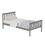 B2bmarkt ΚΡΕΒΑΤΙ GIMLY HM675.05 ΜΑΣΙΦ ΞΥΛΟ ΠΕΥΚΟΥ ΣΕ ΓΚΡΙ ΓΙΑ ΣΤΡΩΜΑ 190x90εκ.