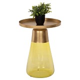 B2bmarkt ΒΟΗΘΗΤΙΚΟ ΤΡΑΠΕΖΑΚΙ VALERY HM9732 ΠΡΑΣΙΝΟ ΓΥΑΛΙ-ΧΡΥΣΟ ΜΕΤΑΛΛΟ Φ39,5x52Υεκ