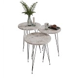 B2bmarkt ΣΕΤ ΒΟΗΘ.ΤΡΑΠΕΖΑΚΙΑ NISSA HM18173.01 ΜΕΛΑΜΙΝΗ ΛΕΥΚΟ ΜΑΡΜΑΡΟ-ΜΑΥΡΑ ΜΕΤΑΛ.ΠΟΔΙΑ