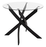 B2bmarkt ΤΡΑΠΕΖΙ ΚΟΥΖΙΝΑΣ ΣΤΡΟΓΓΥΛΟ JAFARU HM8499.11 ΜΑΥΡΑ ΜΕΤΑΛ.ΠΟΔΙΑ Φ90x74εκ.