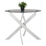 B2bmarkt ΤΡΑΠΕΖΙ ΚΟΥΖΙΝΑΣ ΣΤΡΟΓΓΥΛΟ JAFARU HM8499.13 ΛΕΥΚΑ ΜΕΤΑΛ.ΠΟΔΙΑ Φ90x75Yεκ.