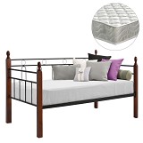 B2bmarkt ΚΑΝΑΠΕΣ ΚΡΕΒΑΤΙ ΜΕ ΣΤΡΩΜΑ REVEN HM21329 ΜΕΤΑΛΛΟ & ΞΥΛΟ ΣΕ DIRTY OAK--ΣΤΡΩΜΑ 90Χ190εκ