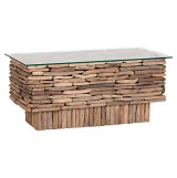 B2bmarkt ΤΡΑΠΕΖΙ ΣΑΛΟΝΙΟΥ ΟΡΘΟΓΩΝΙΟ SPARROW HM18366 DRIFTWOOD--ΓΥΑΛΙ 105x45x47Υεκ.