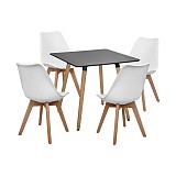 B2bmarkt ΣΕΤ 5ΤΜΧ ΤΡΑΠΕΖΙ MINIMAL ΜΑΥΡΟ & VEGAS ΛΕΥΚΕΣ HM10601 80x80x74 cm.
