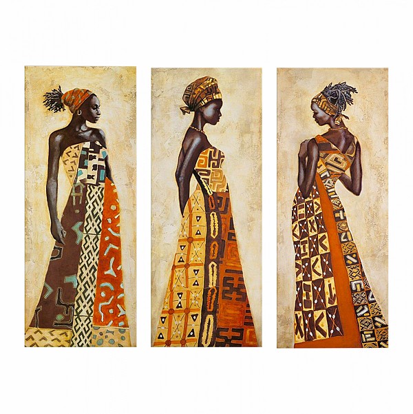 B2bmarkt ΠΙΝΑΚΑΣ ΤΡΙΠΤΥΧΟ MDF AFRICAL STYLE WOMEN HM7204.03 60X0,3X50 εκ.
