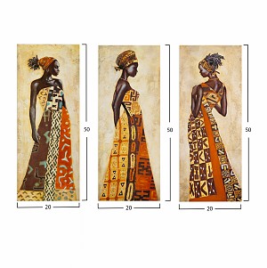 B2bmarkt ΠΙΝΑΚΑΣ ΤΡΙΠΤΥΧΟ MDF AFRICAL STYLE WOMEN HM7204.03 60X0,3X50 εκ.