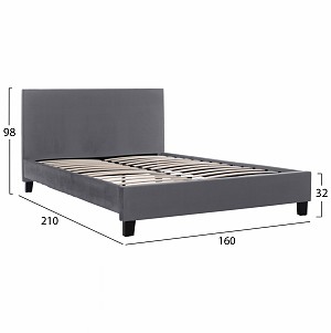 B2bmarkt ΚΡΕΒΑΤΙ BECCA ΑΠΟ ΒΕΛΟΥΔΟ ΓΚΡΙ HM553.11 ΓΙΑ ΣΤΡΩΜΑ 150x200 EK.