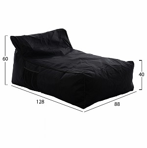 B2bmarkt ΠΟΥΦ ZAFER HM5772.12 ΜΕ TEXTILINE ΜΑΥΡΟ ΚΑΙ ΜΑΥΡΟ ΡΕΛΙ 88x128x40-60Υ εκ.