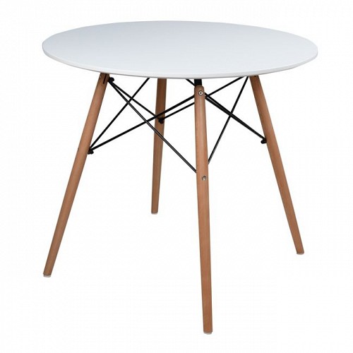 ΤΡΑΠΕΖΙ MINIMAL HM0059.01 ΛΕΥΚΟ Φ80 ΜΕ ΞΥΛΙΝΑ ΠΟΔΙΑ ΟΞΙΑ