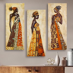 B2bmarkt ΠΙΝΑΚΑΣ ΤΡΙΠΤΥΧΟ MDF AFRICAL STYLE WOMEN HM7204.03 60X0,3X50 εκ.