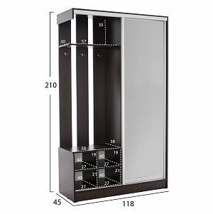 B2bmarkt ΕΠΙΠΛΟ ΕΙΣΟΔΟΥ ΜΕ ΣΥΡΟΜΕΝΗ ΝΤΟΥΛΑΠΑ Κ ΚΑΘΡΕΦΤΗ DULCE WENGE HM2424.02 118X45X210Yεκ.