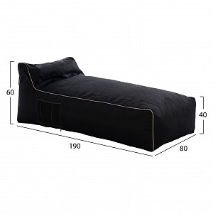 B2bmarkt ΠΟΥΦ ΞΑΠΛΩΣΤΡΑ WADELIN HM5774.12 ΜΕ TEXTILINE ΜΑΥΡΟ ΚΑΙ ΜΑΥΡΟ ΡΕΛΙ 190x80x40-60Υ εκ.