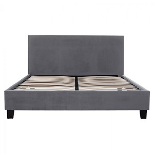 B2bmarkt ΚΡΕΒΑΤΙ BECCA ΑΠΟ ΒΕΛΟΥΔΟ ΓΚΡΙ HM553.11 ΓΙΑ ΣΤΡΩΜΑ 150x200 EK.