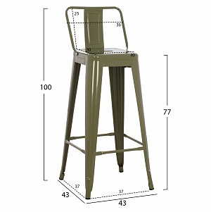 B2bmarkt ΣΚΑΜΠΟ BAR ΜΕΤΑΛΛΙΚΟ MELITA ME ΠΛΑΤΗ ΠΡΑΣΙΝΟ HM8643.03 43Χ43Χ100εκ.