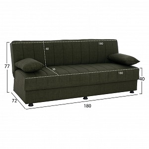 B2bmarkt ΚΑΝΑΠΕΣ ΚΡΕΒΑΤΙ ANDRI ΤΡΙΘΕΣΙΟΣ DARK OLIVE HM3239.05 180x72x77 εκ.