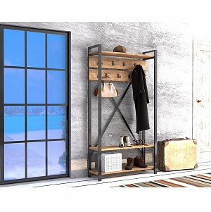 B2bmarkt ΕΠΙΠΛΟ ΕΙΣΟΔΟΥ HM8943.01 NATURAL WOOD & ΜΑΥΡΟ  90x34x180 εκ.