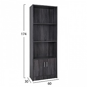 ΒΙΒΛΙΟΘΗΚΗ ΜΕΛΑΜΙΝΗΣ HM2269.01 ΣΕ ΑΝΘΡΑΚΙ ΧΡΩΜΑ 60x30x174 εκ.