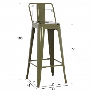 B2bmarkt ΣΚΑΜΠΟ BAR ΜΕΤΑΛΛΙΚΟ MELITA ME ΠΛΑΤΗ ΠΡΑΣΙΝΟ HM8643.03 43Χ43Χ100εκ.