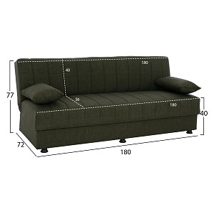 B2bmarkt ΚΑΝΑΠΕΣ ΚΡΕΒΑΤΙ ANDRI ΤΡΙΘΕΣΙΟΣ DARK OLIVE HM3239.05 180x72x77 εκ.