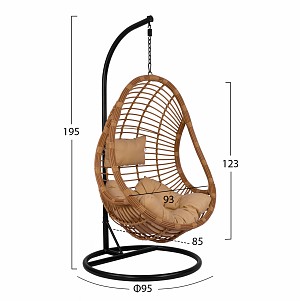 ΚΡΕΜΑΣΤΗ ΠΟΛΥΘΡΟΝΑ ΦΩΛΙΑ HM5541.01 ΜΕ WICKER & ΜΑΞΙΛΑΡΙΑ ΜΠΕΖ Φ95Χ195Υ εκ.