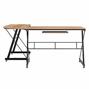 B2bmarkt ΓΩΝΙΑΚΟ ΓΡΑΦΕΙΟ WALNUT ΕΠΙΦΑΝΕΙΑ ΜΕ ΜΕΤΑΛΛΙΚΟ ΣΚΕΛΕΤΟ HM2127.02 158Χ120Χ74εκ.