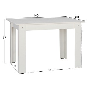B2bmarkt ΤΡΑΠΕΖΙ ΚΟΥΖΙΝΑΣ KELVIN 140x80x77Υεκ. ΛΕΥΚΟ HM2429.03