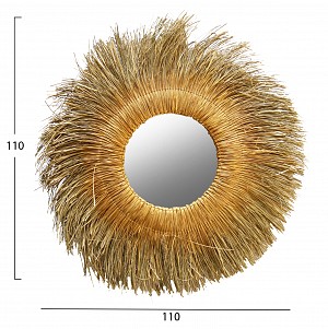B2bmarkt ΚΑΘΡΕΠΤΗΣ ΤΟΙΧΟΥ ΣΤΡΟΓΓΥΛΟΣ ME PANDAN GRASS ΧΡΩΜΑ ΦΥΣΙΚΟ-ΧΡΥΣΟ 110x5x110Yεκ.HM7743