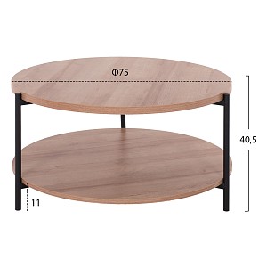 B2bmarkt ΤΡΑΠΕΖΙ ΣΑΛΟΝΙΟΥ MATTEO 2 ΕΠΙΠΕΔΩΝ ΣΤΡΟΓΓΥΛΟ HM8753.11 Φ75x40,5Yεκ