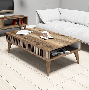 B2bmarkt ΤΡΑΠΕΖΙ ΣΑΛΟΝΙΟΥ HM9505.01 ΜΕΛΑΜΙΝΗΣ ΚΑΡΥΔΙ ΜΕ ΛΕΥΚΕΣ ΛΕΠΤΟΜΕΡΕΙΕΣ 105x60x34.6Υεκ.