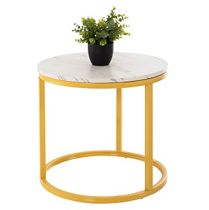 B2bmarkt ΤΡΑΠΕΖΙ ΣΑΛΟΝΙΟΥ ΣΕΤ 2ΤΜΧ MDF ΕΦΕ ΛΕΥΚΟ ΜΑΡΜΑΡΟ ΜΕ ΧΡΥΣΑ ΠΟΔΙΑ Φ80 k Φ48εκ.HM8763.11