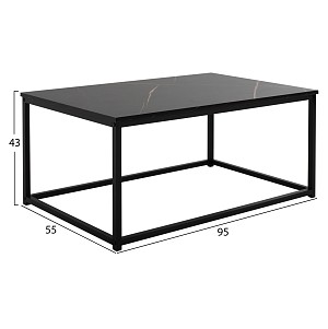 B2bmarkt ΤΡΑΠΕΖΙ ΣΑΛΟΝΙΟΥ SAFFRON HM8975.13 ΜΕΛΑΜΙΝΗ ΜΑΥΡΟ ΜΑΡΜΑΡΟ 95Χ55Χ43Yεκ.