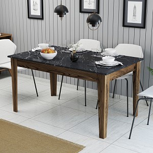 B2bmarkt ΤΡΑΠΕΖΙ HM9507.05 ΜΕΛΑΜΙΝΗ ΚΑΡΥΔΙ-ΜΑΥΡΟ ΜΑΡΜΑΡΟ ΜΕ ΑΠΟΘ.ΧΩΡΟ 145x88x75Yεκ.
