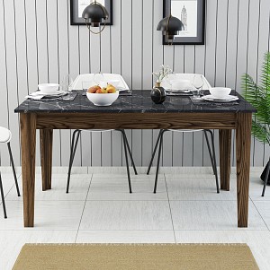 B2bmarkt ΤΡΑΠΕΖΙ HM9507.05 ΜΕΛΑΜΙΝΗ ΚΑΡΥΔΙ-ΜΑΥΡΟ ΜΑΡΜΑΡΟ ΜΕ ΑΠΟΘ.ΧΩΡΟ 145x88x75Yεκ.