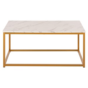 B2bmarkt ΤΡΑΠΕΖΙ ΣΑΛΟΝΙΟΥ SAFFRON HM8975.11 ΜΕΛΑΜΙΝΗ ΛΕΥΚΟ ΜΑΡΜΑΡΟ-ΧΡΥΣΗ ΒΑΣΗ 95Χ55Χ43,5Yεκ.