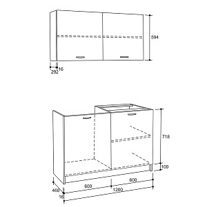 B2bmarkt ΣΥΝΘΕΣΗ ΚΟΥΖΙΝΑΣ BLAINE ΜΕΛΑΜΙΝΗ ΓΚΡΙ HM2439.10 120x46-29,2εκ.