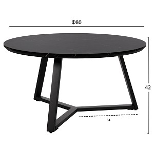 B2bmarkt ΤΡΑΠΕΖΙ ΣΑΛΟΝΙΟΥ ΣΤΡΟΓΓΥΛΟ HM9586.01 MDF ΜΑΥΡΟ ΜΑΡΜΑΡΟ-ΜΑΥΡΗ ΣΑΓΡΕ ΒΑΣΗ Φ80x42Υεκ.