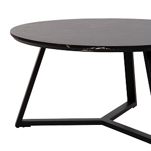 B2bmarkt ΤΡΑΠΕΖΙ ΣΑΛΟΝΙΟΥ ΣΤΡΟΓΓΥΛΟ HM9586.01 MDF ΜΑΥΡΟ ΜΑΡΜΑΡΟ-ΜΑΥΡΗ ΣΑΓΡΕ ΒΑΣΗ Φ80x42Υεκ.