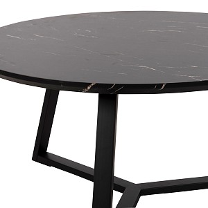 B2bmarkt ΤΡΑΠΕΖΙ ΣΑΛΟΝΙΟΥ ΣΤΡΟΓΓΥΛΟ HM9586.01 MDF ΜΑΥΡΟ ΜΑΡΜΑΡΟ-ΜΑΥΡΗ ΣΑΓΡΕ ΒΑΣΗ Φ80x42Υεκ.