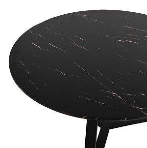 B2bmarkt ΤΡΑΠΕΖΙ ΣΑΛΟΝΙΟΥ ΣΤΡΟΓΓΥΛΟ HM9586.01 MDF ΜΑΥΡΟ ΜΑΡΜΑΡΟ-ΜΑΥΡΗ ΣΑΓΡΕ ΒΑΣΗ Φ80x42Υεκ.