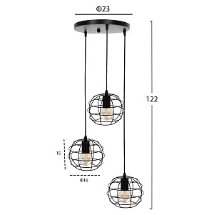 B2bmarkt ΦΩΤΙΣΤΙΚΟ ΟΡΟΦΗΣ ΚΡΕΜΑΣΤΟ HM4038 3 ΜΕΤΑΛΛΙΚΕΣ ΣΦΑΙΡΕΣ Φ23x122Υεκ.