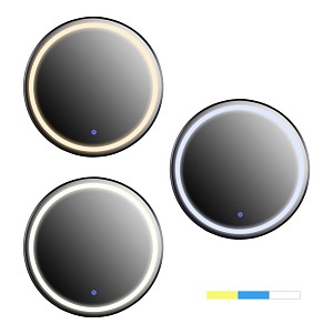 B2bmarkt ΚΑΘΡΕΠΤΗΣ ΤΟΙΧΟΥ ΣΤΡΟΓΓΥΛΟΣ HM9579.01 ΑΛΟΥΜΙΝΙΟ ΣΕ ΜΑΥΡΟ-ΦΩΤΙΣΜΟΣ LED Φ60x3εκ.