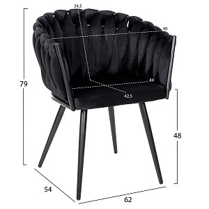 B2bmarkt ΠΟΛΥΘΡΟΝΑΚΙ LUANDA HM8741.04 ΜΑΥΡΟ ΒΕΛΟΥΔΟ-ΜΑΥΡΑ ΜΕΤΑΛΛΙΚΑ ΠΟΔΙΑ 62x54x79Υεκ.