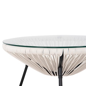 B2bmarkt ΤΡΑΠΕΖΙ ΒΟΗΘΗΤΙΚΟ ALLEGRA HM5874.12 ΜΕΤΑΛΛΟ ΜΑΥΡΟ-ΣΥΝΘ. RATTAN ΛΕΥΚΟ Φ47x45Yεκ.