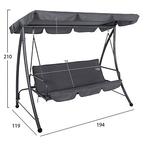 B2bmarkt ΚΟΥΝΙΑ-ΚΡΕΒΑΤΙ 3ΘΕΣΙΑ ΜΕ ΣΚΙΑΣΤΡΟ LIKID HM5980.01 ΜΕΤΑΛΛΟ&ΥΦΑΣΜΑ ΓΚΡΙ 200x120x164Υεκ.
