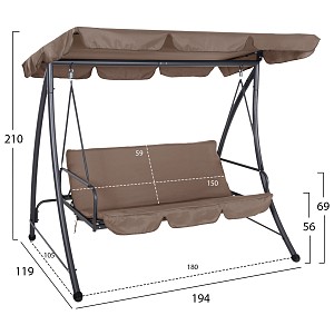 B2bmarkt ΚΟΥΝΙΑ-ΚΡΕΒΑΤΙ 3ΘΕΣΙΑ LIKID HM5980.02 ΜΕΤΑΛΛΟ ΓΚΡΙ-ΥΦΑΣΜΑ ΚΑΦΕ 200x120x164Υεκ