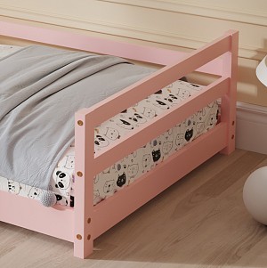 B2bmarkt ΚΡΕΒΑΤΙ ΠΑΙΔΙΚΟ HOUSER HM676.06 τ.MONTESSORI ΞΥΛΟ ΠΕΥΚΟ ΡΟΖ- 190x90εκ